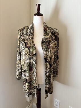 The Travel Collection Vintage Liquid Knit Boho Cardigan Silky Size 2X